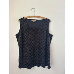 Y2k Notations Woman 1X Black Sleeveless Velvet Sparkle Tank Whimsigoth Gothglam